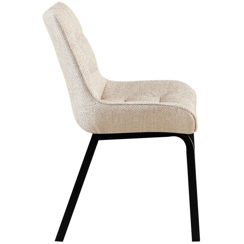 Silla Saranda en tela color negro marfil