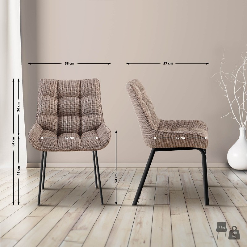 Silla Saranda en tejido marrón terra negro