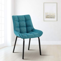 Silla Saranda en tela negra y turquesa