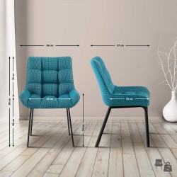 Silla Saranda en tela negra y turquesa Silla Saranda en tela negra y turquesa