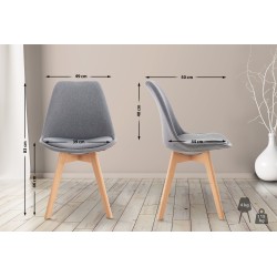 Silla Linares en tela gris claro Silla Linares en tela gris claro