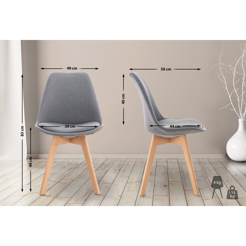 Silla Linares en tela gris claro