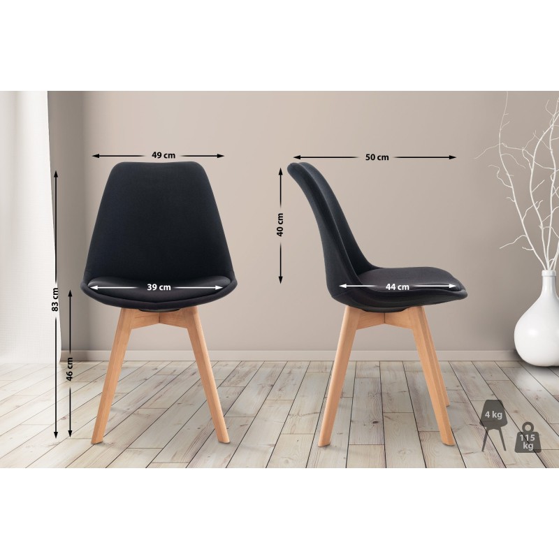 Silla Linares en tela negra