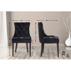 Silla de comedor Aberdeen en terciopelo negro antiguo