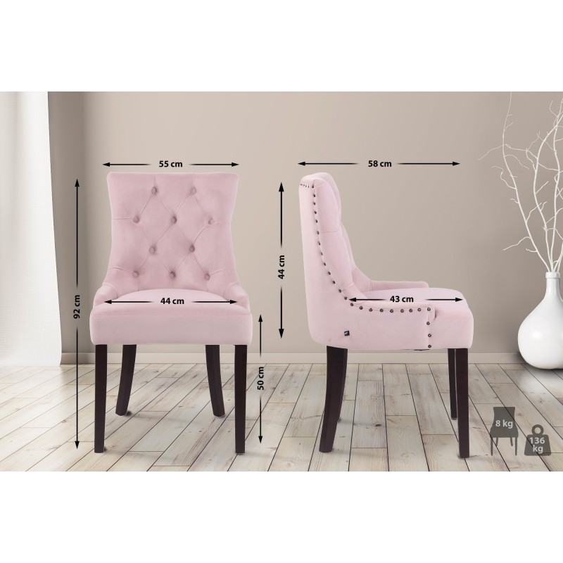 Silla de comedor Aberdeen de terciopelo rosa antiguo