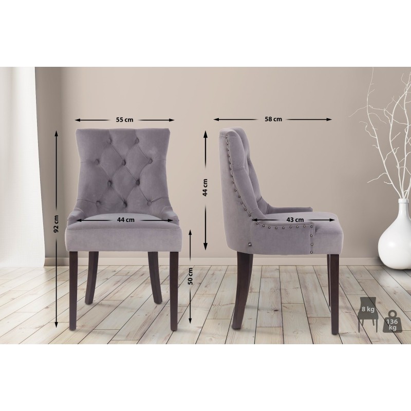Silla de comedor Aberdeen en terciopelo gris antiguo