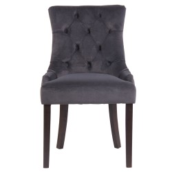 Silla de comedor Aberdeen en terciopelo gris oscuro antiguo
