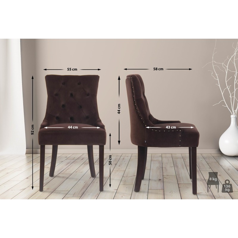 Silla de comedor Aberdeen en terciopelo marrón antiguo