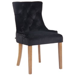 Silla de comedor Aberdeen en terciopelo negro claro antiguo