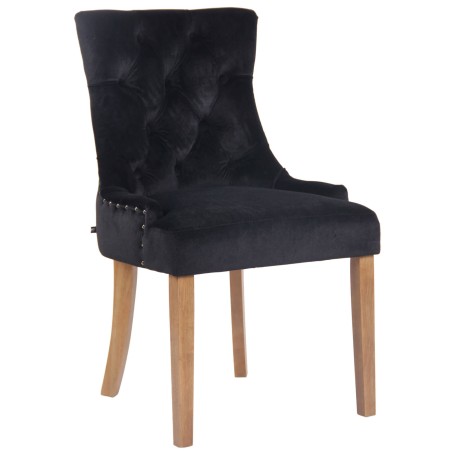 Silla de comedor Aberdeen en terciopelo negro claro antiguo