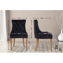 Silla de comedor Aberdeen en terciopelo negro claro antiguo Silla de comedor Aberdeen en terciopelo negro claro antiguo