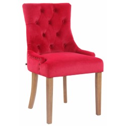 Silla de comedor Aberdeen en terciopelo rojo claro antiguo
