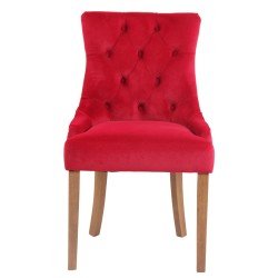 Silla de comedor Aberdeen en terciopelo rojo claro antiguo