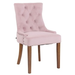 Silla de comedor Aberdeen antigua de terciopelo rosa claro