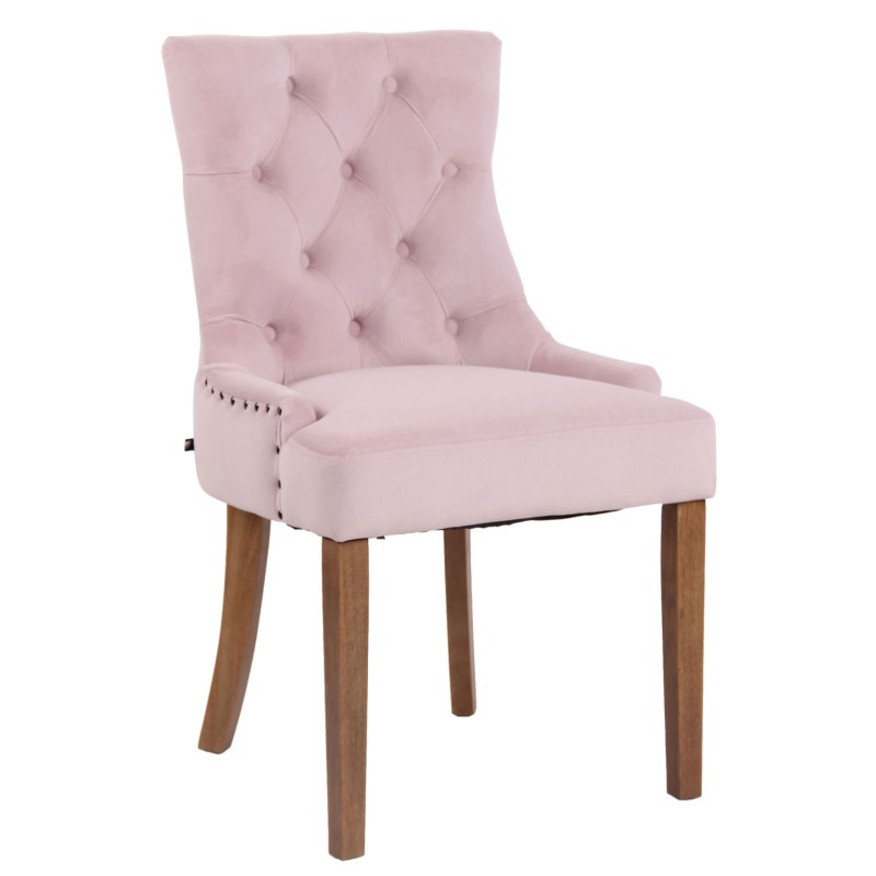 Silla de comedor Aberdeen antigua de terciopelo rosa claro Silla de comedor Aberdeen antigua de terciopelo rosa claro