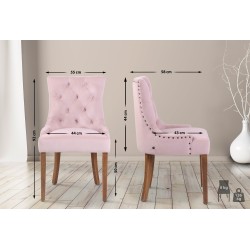 Silla de comedor Aberdeen antigua de terciopelo rosa claro Silla de comedor Aberdeen antigua de terciopelo rosa claro