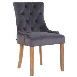 Silla de comedor Aberdeen en terciopelo antiguo gris claro oscuro