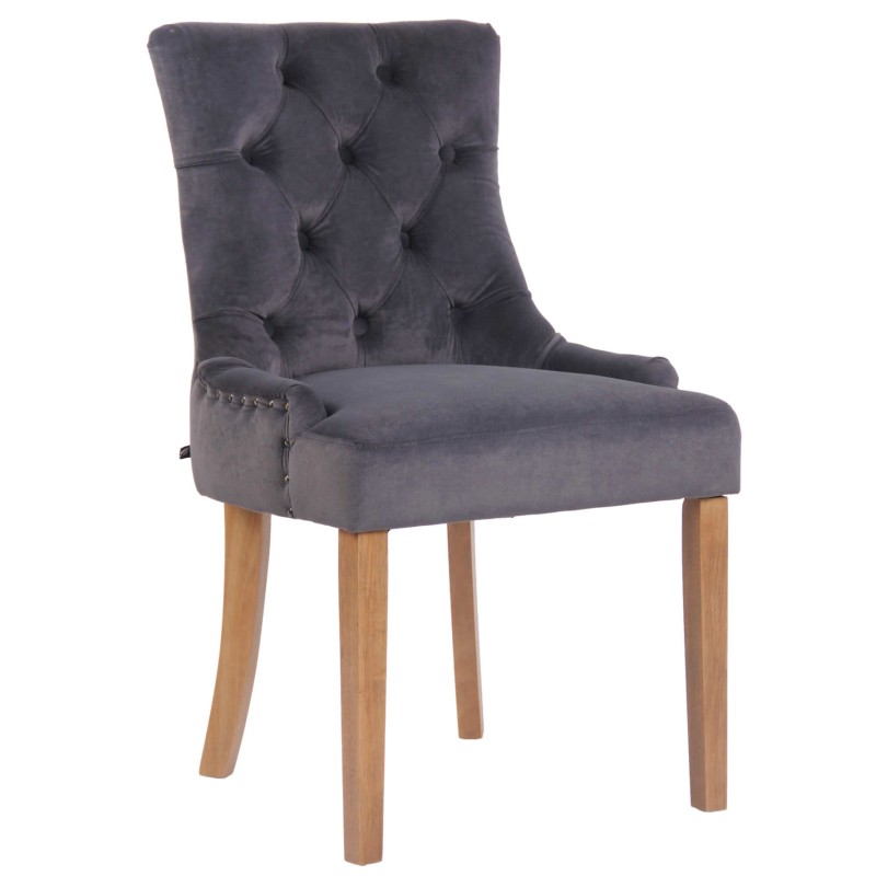 Silla de comedor Aberdeen en terciopelo antiguo gris claro oscuro Silla de comedor Aberdeen en terciopelo antiguo gris claro oscuro