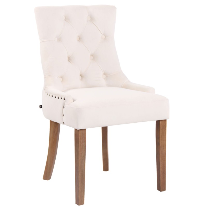 Silla de comedor Aberdeen en terciopelo crema claro antiguo
