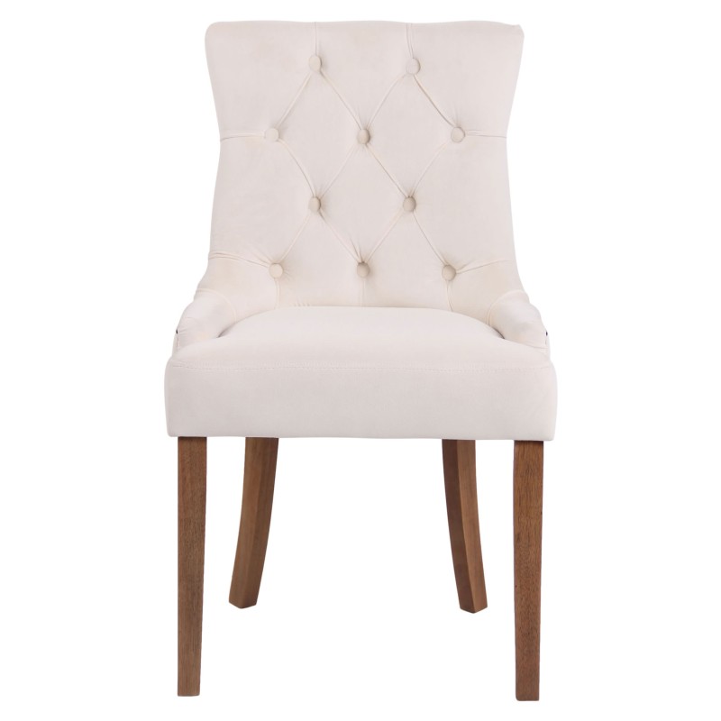 Silla de comedor Aberdeen en terciopelo crema claro antiguo