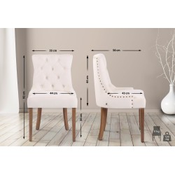 Silla de comedor Aberdeen en terciopelo crema claro antiguo