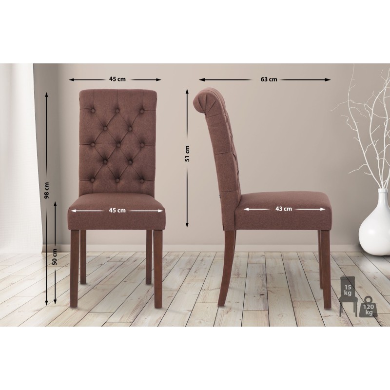 Silla de comedor Lisburn en tela marrón