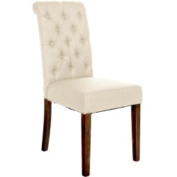 Silla de comedor Lisburn en tela color crema