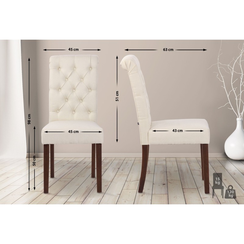 Silla de comedor Lisburn en tela color crema Silla de comedor Lisburn en tela color crema