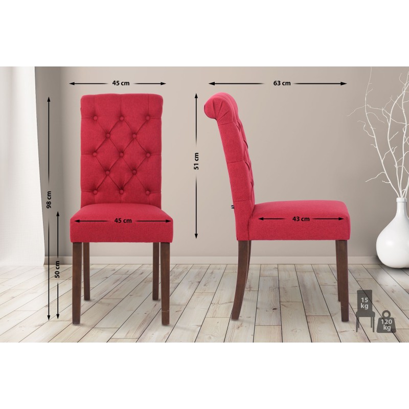 Silla de comedor Lisburn en tela roja