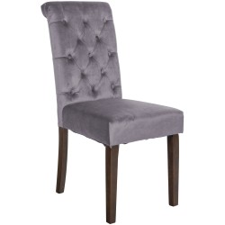Silla de comedor Lisburn en terciopelo gris oscuro