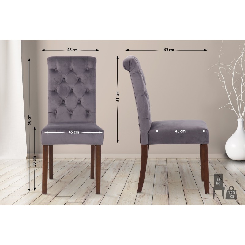 Silla de comedor Lisburn en terciopelo gris oscuro Silla de comedor Lisburn en terciopelo gris oscuro