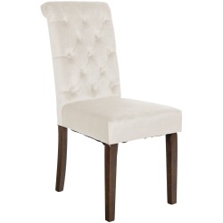 Silla de comedor Lisburn de terciopelo color crema