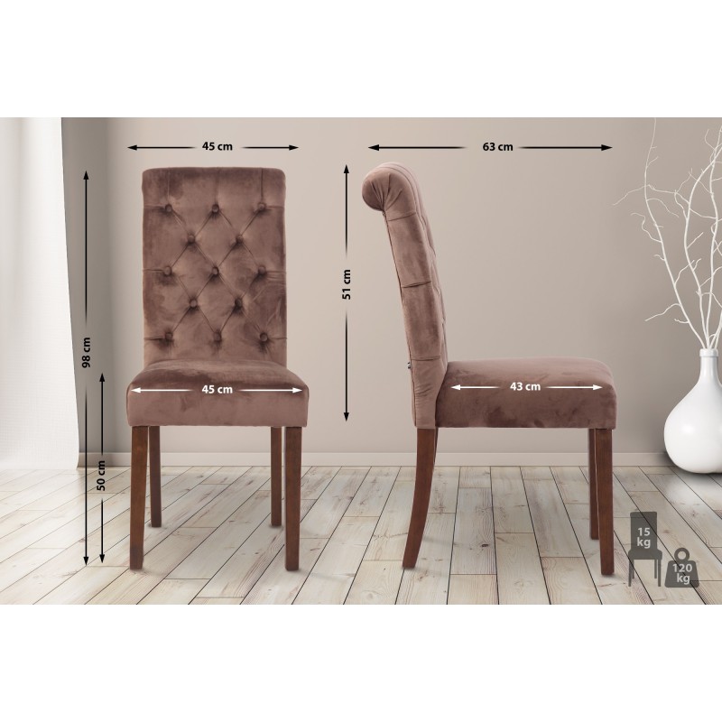 Silla de comedor Lisburn, terciopelo marrón Silla de comedor Lisburn, terciopelo marrón