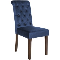 Silla de comedor de terciopelo azul Lisburn