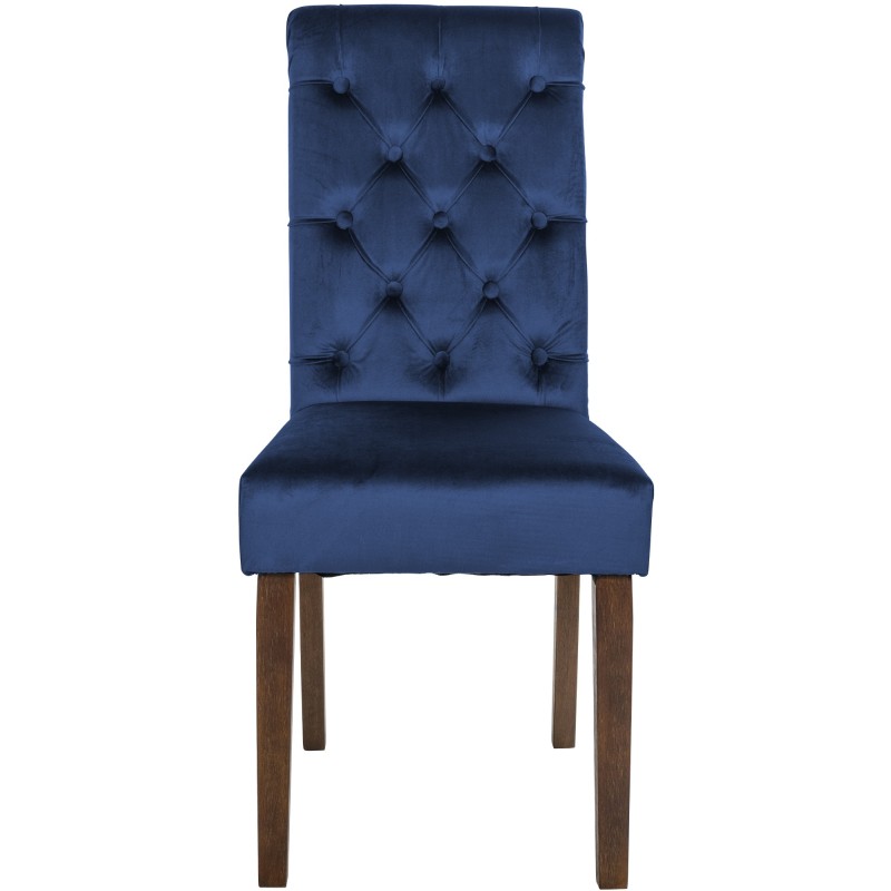 Silla de comedor de terciopelo azul Lisburn