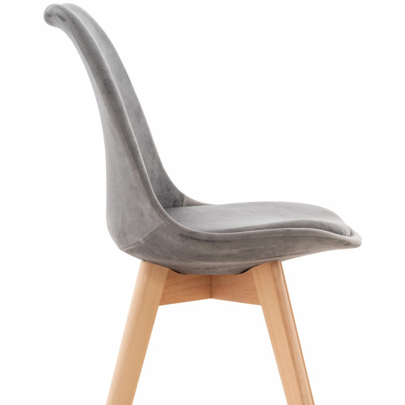 Silla Linares en terciopelo gris