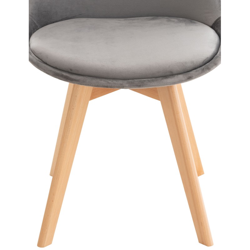 Silla Linares en terciopelo gris