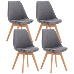 Conjunto de 4 sillas Linares en tela gris