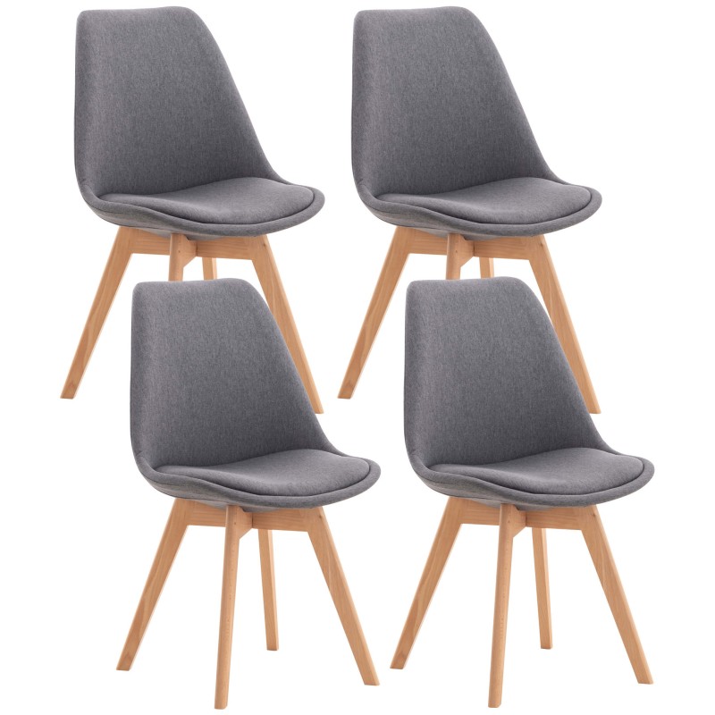 Conjunto de 4 sillas Linares en tela gris Conjunto de 4 sillas Linares en tela gris
