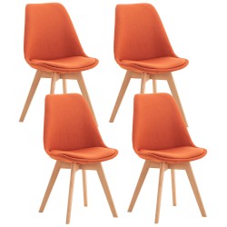 Conjunto de 4 sillas Linares en tela naranja