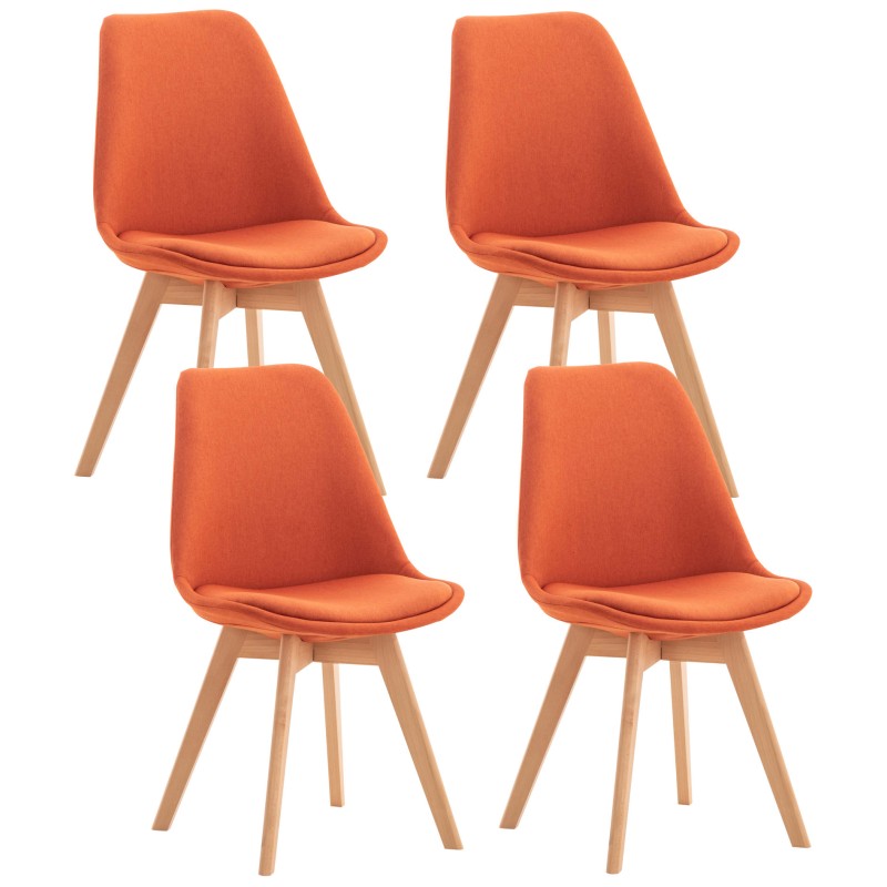 Conjunto de 4 sillas Linares en tela naranja Conjunto de 4 sillas Linares en tela naranja