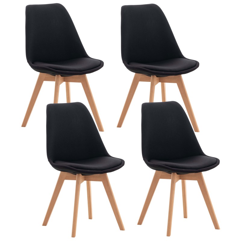 Conjunto de 4 sillas Linares en tela negra Conjunto de 4 sillas Linares en tela negra