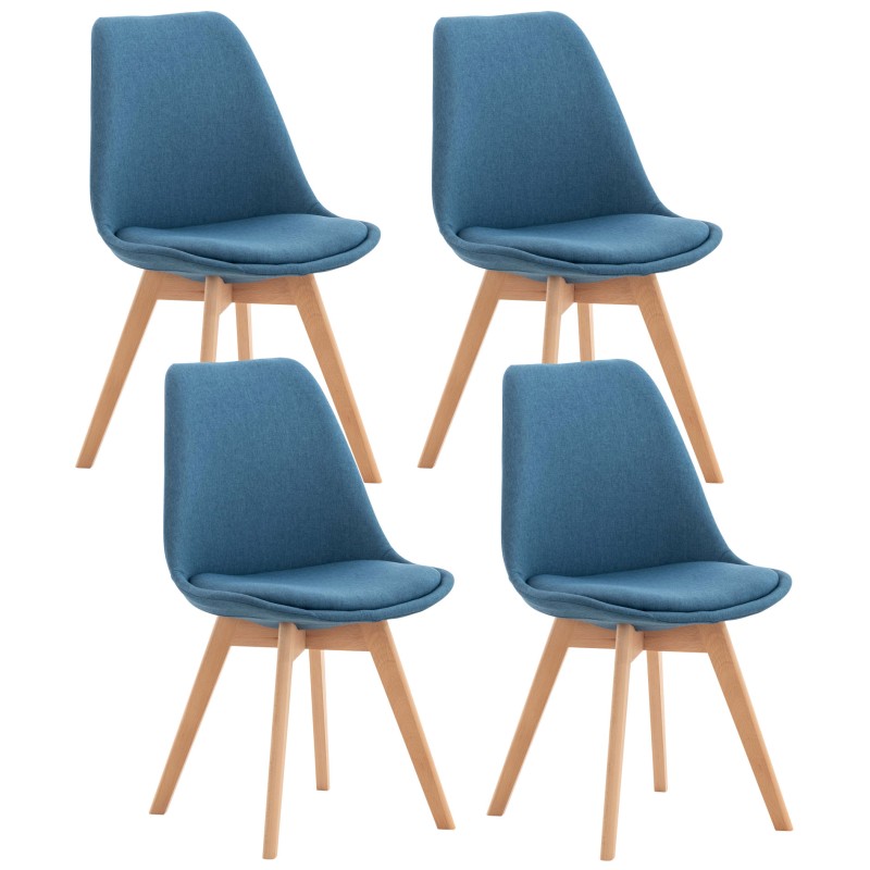 Conjunto de 4 sillas Linares en tela azul Conjunto de 4 sillas Linares en tela azul