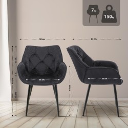 Silla Tanna en terciopelo negro