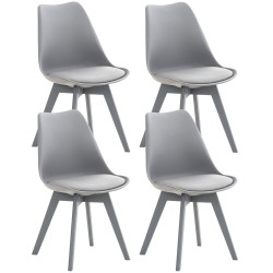 Juego de 4 sillas de plástico Linares, gris/gris