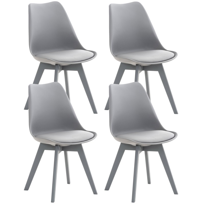Juego de 4 sillas de plástico Linares, gris/gris Juego de 4 sillas de plástico Linares, gris/gris