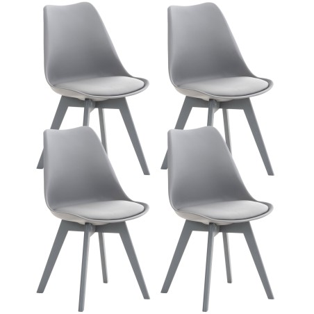 Juego de 4 sillas de plástico Linares, gris/gris