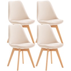Conjunto de 4 sillas Linares en terciopelo beige