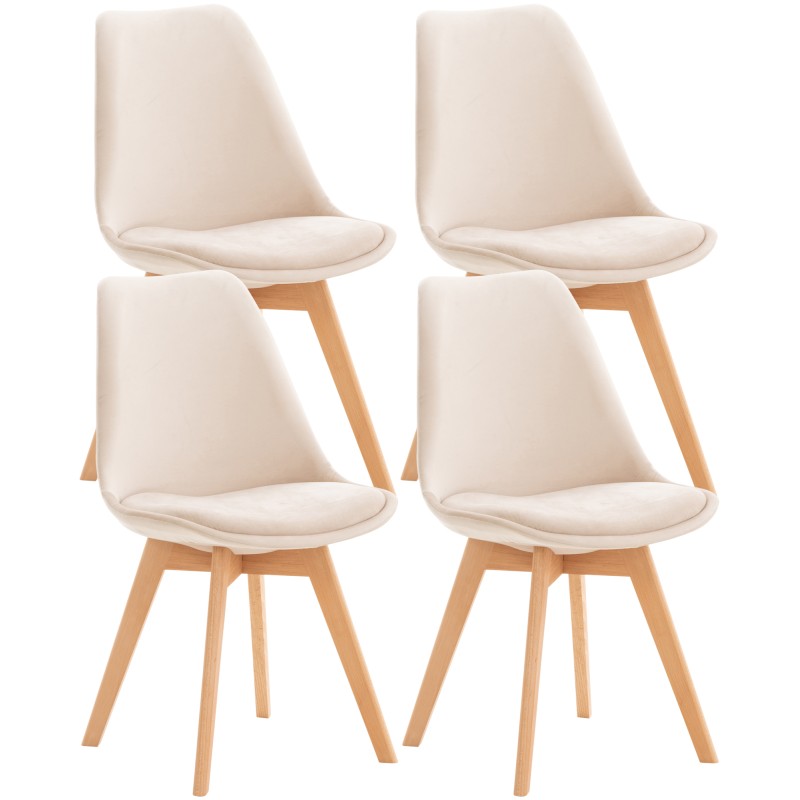 Conjunto de 4 sillas Linares en terciopelo beige Conjunto de 4 sillas Linares en terciopelo beige