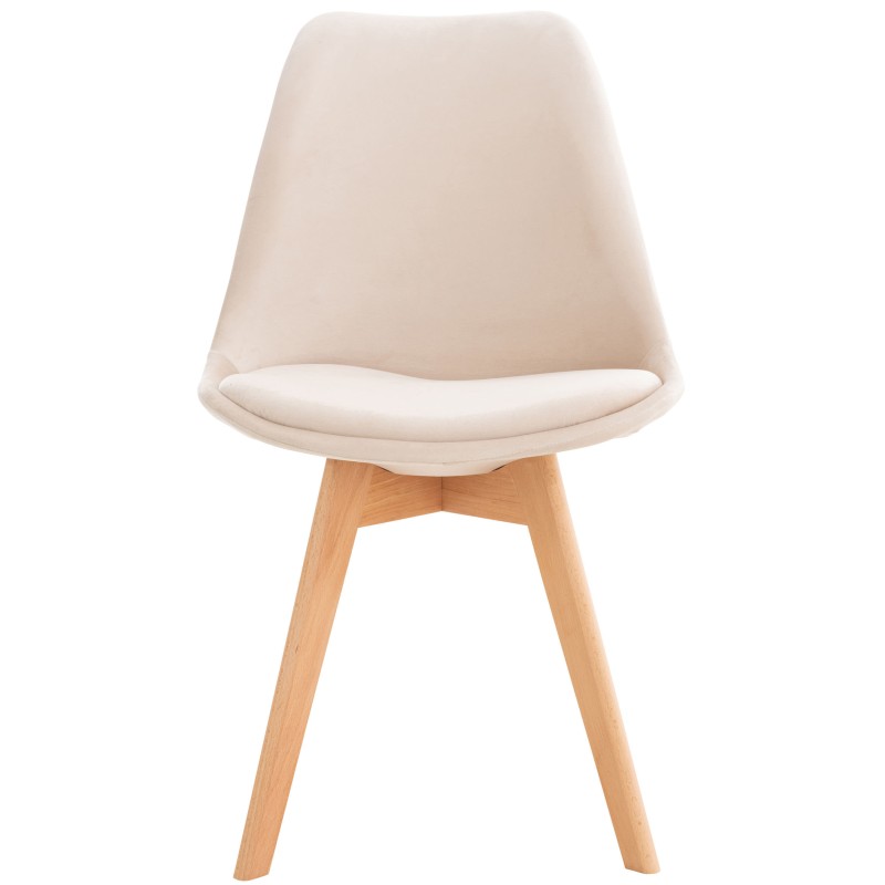 Conjunto de 4 sillas Linares en terciopelo beige